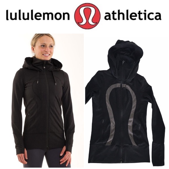 lululemon athletica Tops - Lululemon Black Hooded Zip-Up Stride Jacket 6/8